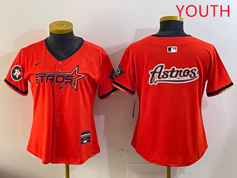 Youth Houston Astros Blank Orange Three generations Joint Name 2025 Nike MLB Jersey style 18